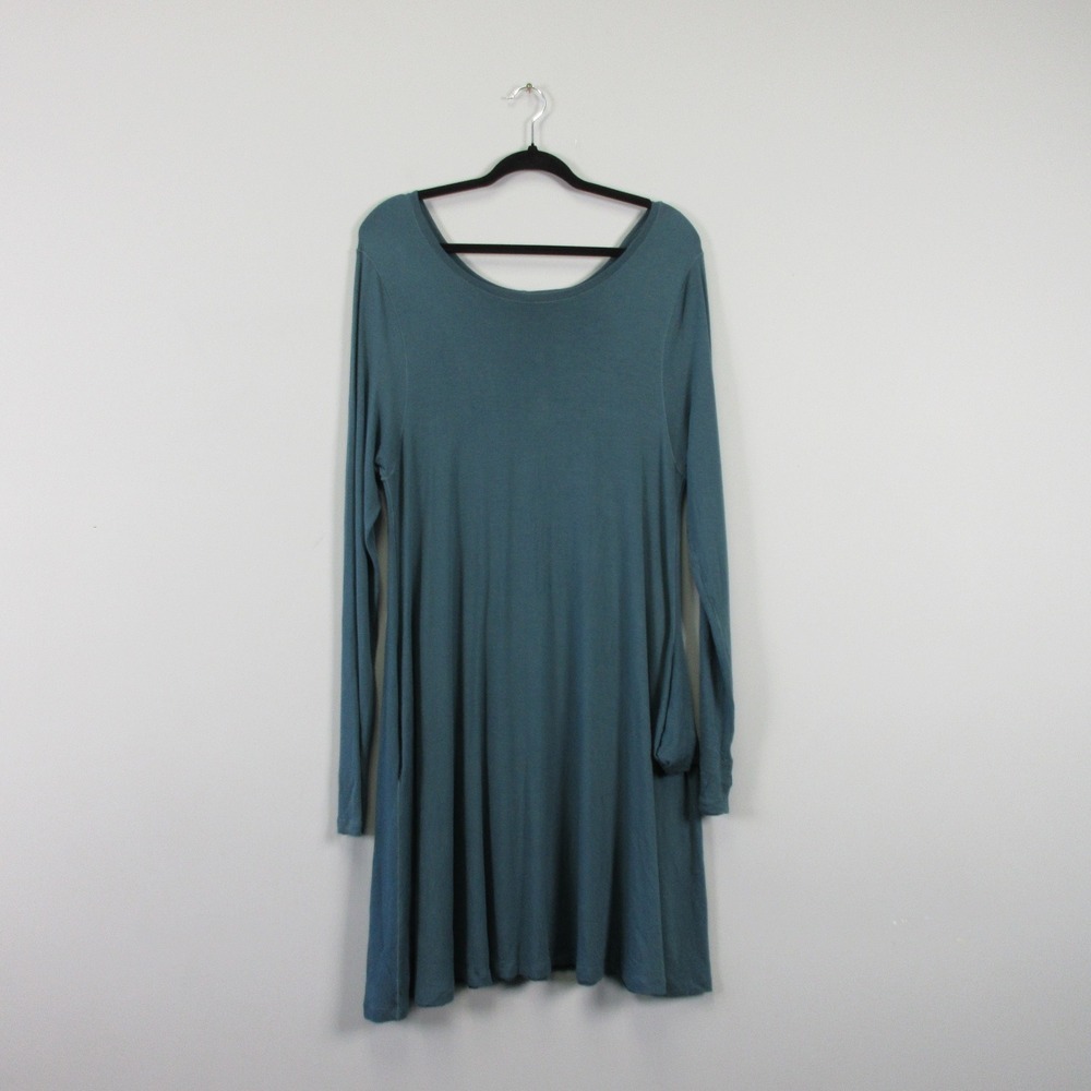 Angelrox Suger Long Sleeve Shift Dress M L Teal Tunic Bamboo SUN Casual 444